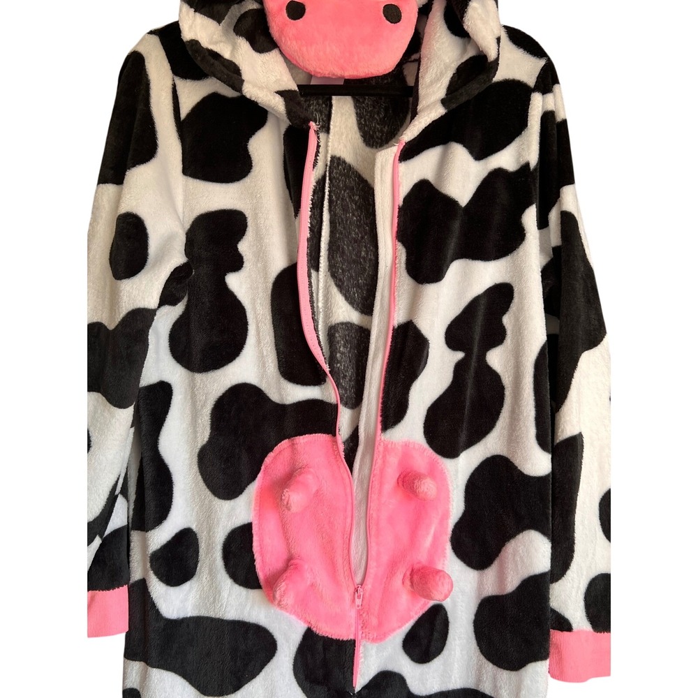 Women's Cow Print Hooded One Piece Pajamas‎ Sleepwear Size 2X 18W 20W - Picture 5 of 8